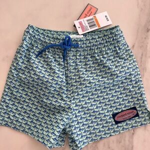 NWT Vineyard Vines Boys 3T Marlin Wave Chappy Swim Trunks